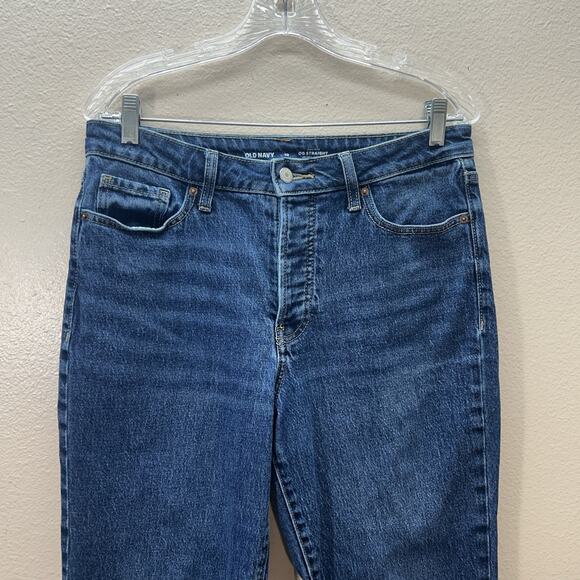 Old Navy Jeans Womens 10 Blue Denim OG Straight High Rise Medium Wash Raw Hems - Picture 4 of 5